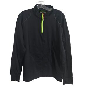 Under Armour Quarter Zip Pullover Mens Medium Black Neon Green Fitted Activewear